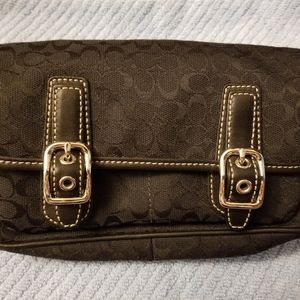 Coach Black Fabric Leather Trimmed Fanny Pack w/Silver Hardware